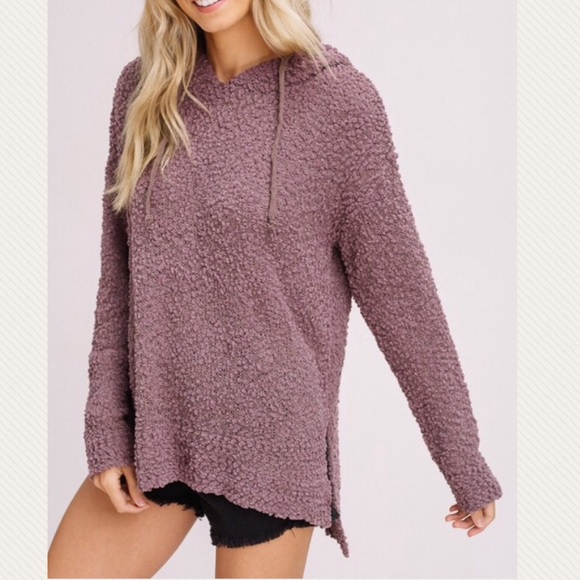 Last Medium Mocha Popcorn Texture Hoodie Sweater - Picture 4 of 8